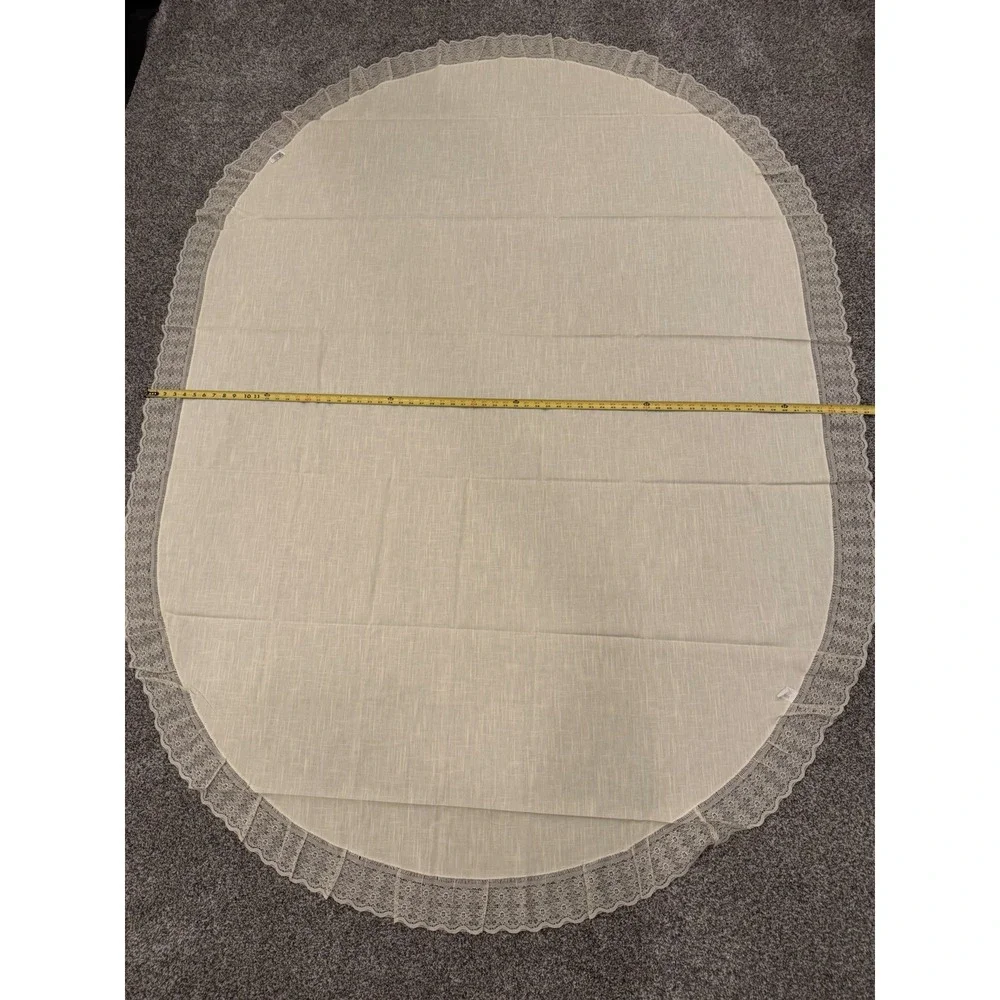 Vintage 1980s Dynasty Lace Edge Tablecloth Ivory Cream Oblong 90 X 67 Inches